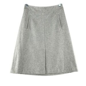 Banana Republic Wool Blend Midi Skirt Lined Pockets Womens Size 0 Grey Career